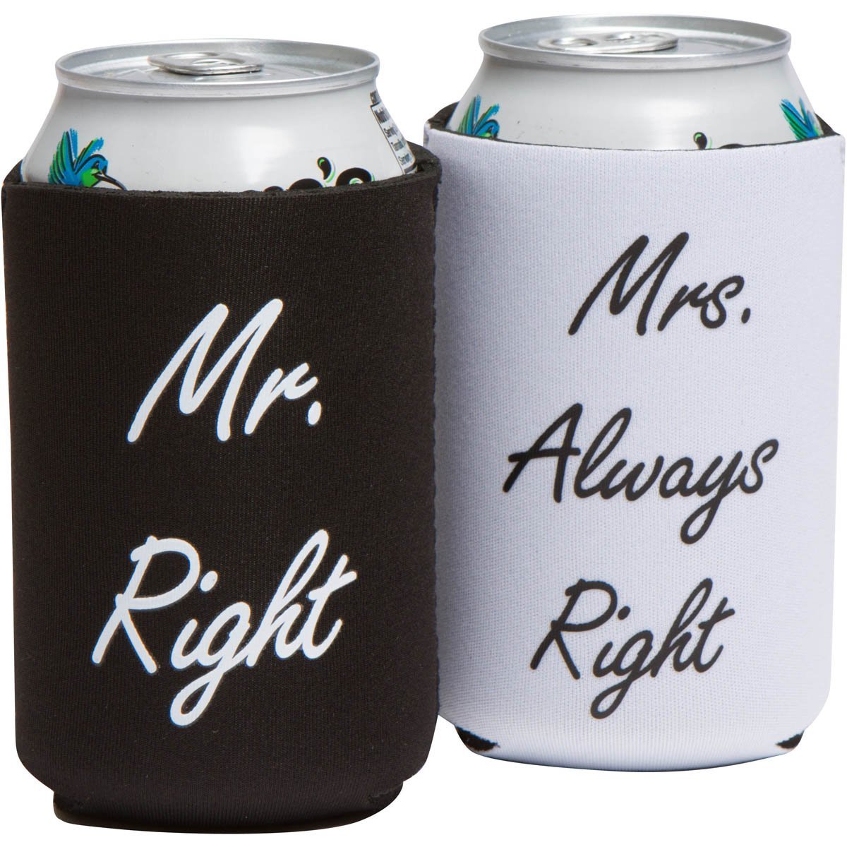 Mr Right and Mrs Always Right Wedding Can Cooler Set 