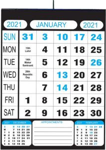 Stick-up weekly calendar