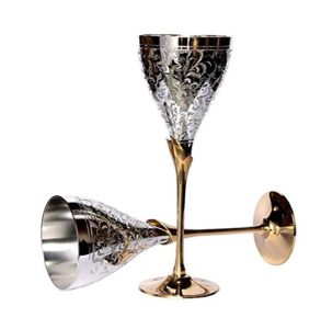 Silver plated engraved wine glasses