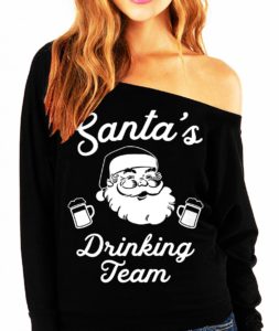 A Santa drinking sweatshirt