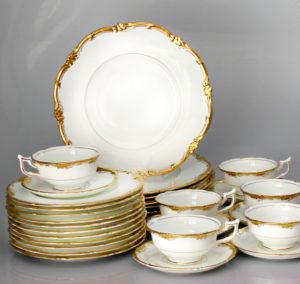 White and gold vintage salad plates